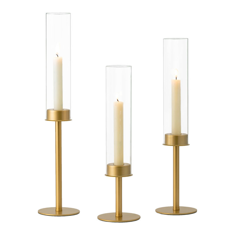 Porte-bougie bougeoir bougeoir, 3 pièces bougeoir candélabre, Doré