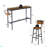 Bar Table Set With Wine Bottle Storage Rack. Rustic Brown, 47.24'' L X 15.75'' W X 35.43'' H.