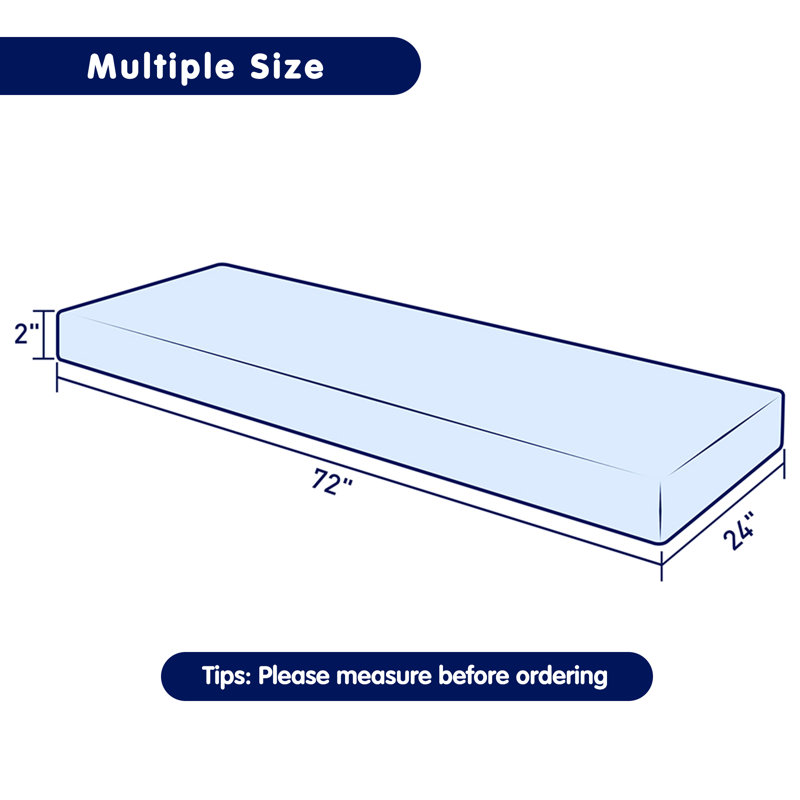 Coussin en mousse à haute densité DIY, H 2 po x l 72 po x P 24 po