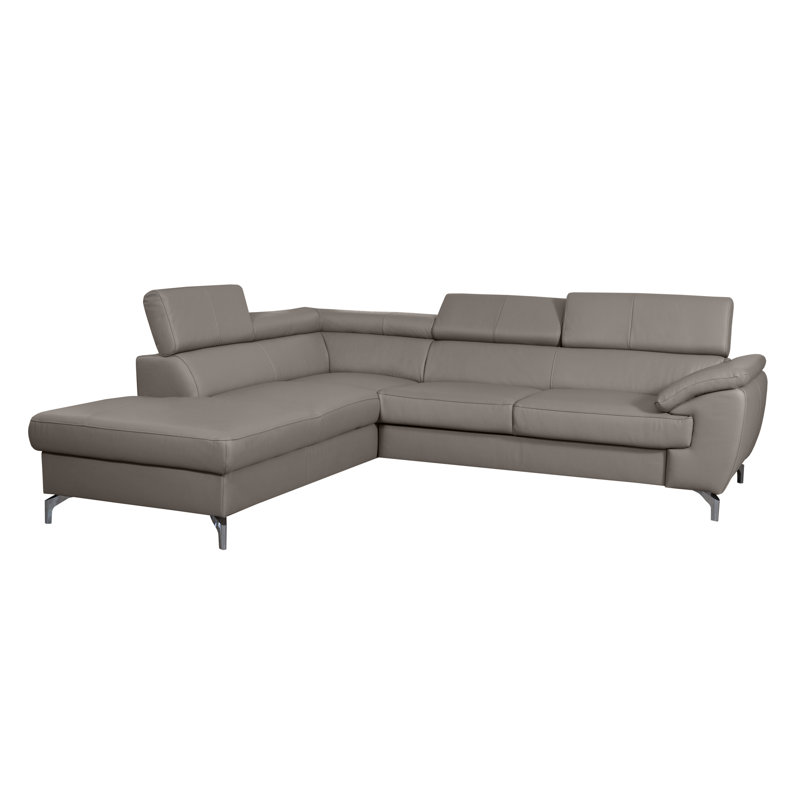 Canapé d'angle en cuir Brookhurst, Taupe, Orienté vers la gauche