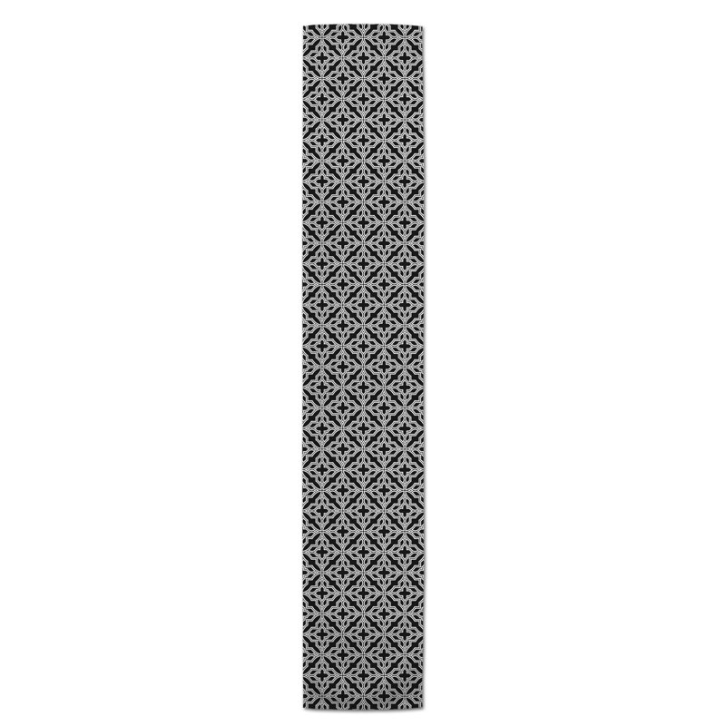 Chemin de table Hovig Geo, 90 po x 16 po, Noir, Geometric 1