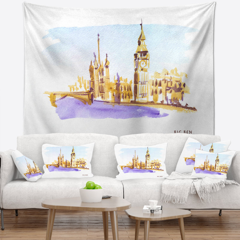Cityscape painting london illustration illustration tapisserie, H 50 po x l 60 po
