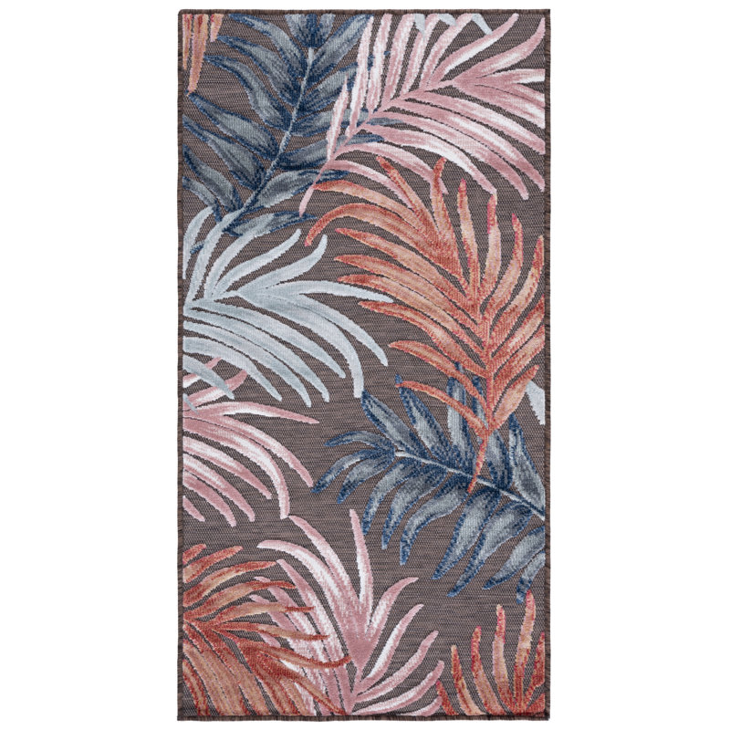 Scituate Floral Brown/Blue/White Indoor / Outdoor Area Indoor/Outdoor Area Rug, Rectangle 2'7" x 5'
