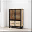 Élégante armoire de rangement avec 4 portes en fer et tablette réglable, structure en métal robuste pour une organisation polyvalente dans le salon ou la cuisine.-1198770876