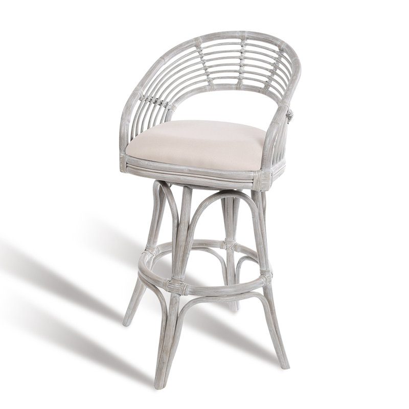 Danetra Swivel Stool, Light Tan/White Gray Frame, Bar Stool (32" Seat Height)