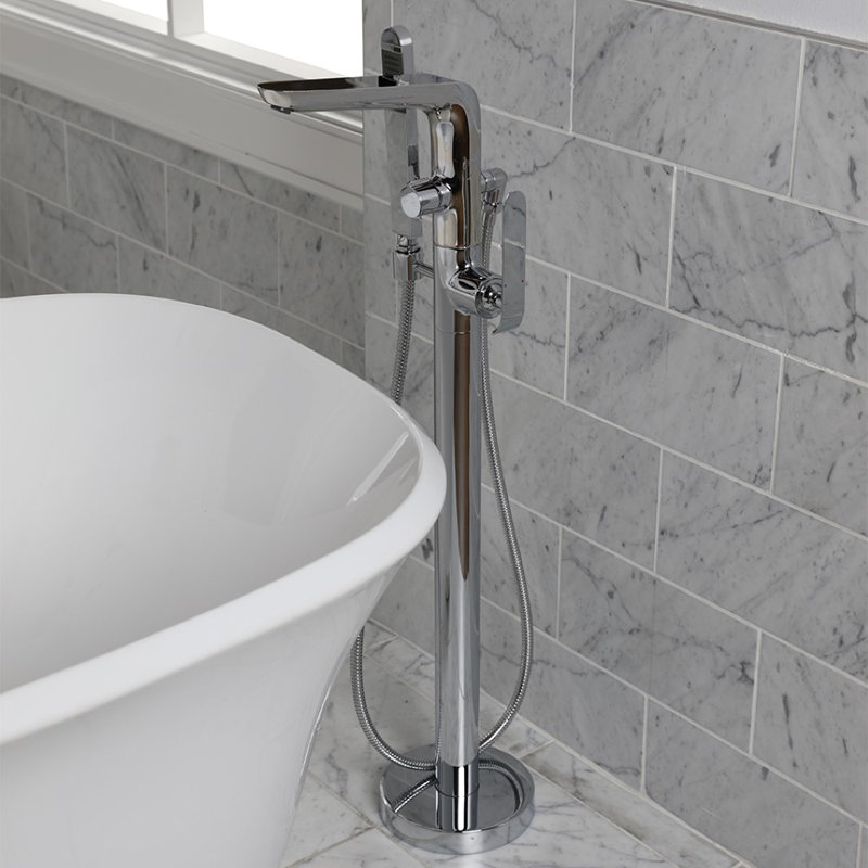 Flou Tub Filler with Diverter, Polished Chrome