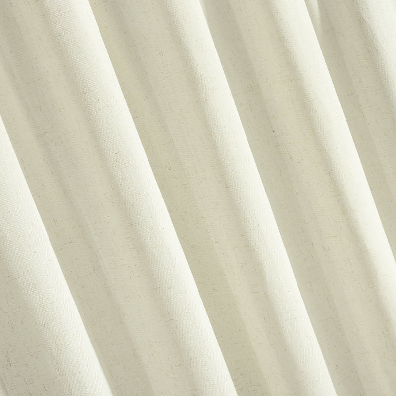 Dines Semi Sheer Linen Curtains with Back Tabs and Bows, 2 Panels