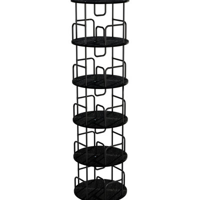 5 Tier Spinning Bookcase, 360 Rotating Storage For Living Room And Office, Black Color Book Shelf Organizer, Revolving Study, + Iron