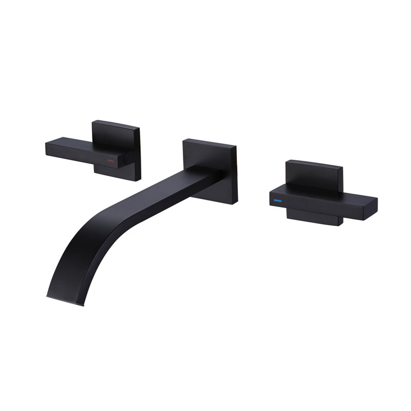 Robinet de salle de bain mural élégant, Noir mat