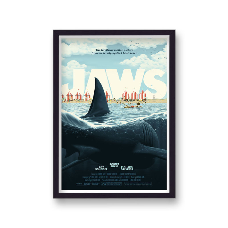 Jaws V10 Reimagined Movie Poster - Single Picture Frame Print