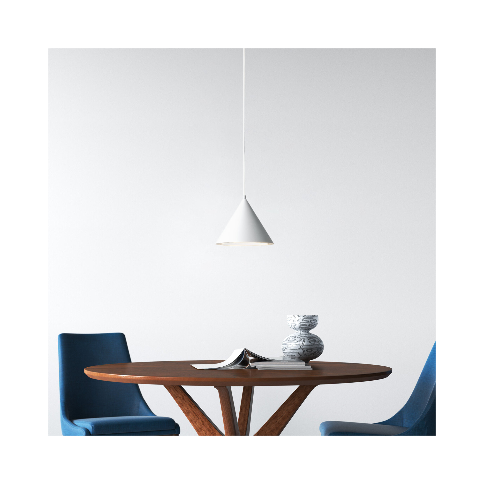 Johnston Single Light Metal Dimmable LED Pendant, 7.25" H x 9.5" W x 9.5" D, Matte White