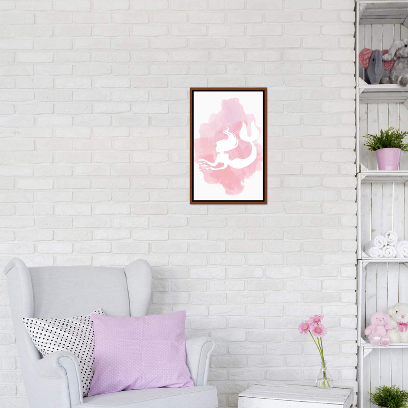Sirène - impression d'art graphique, H 26 po x l 18 po x 1,5 po, Toile avec cadre brun, Pas de tapis