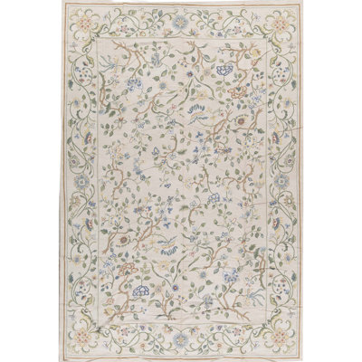 Tapis beige noué à la main de haute qualité
