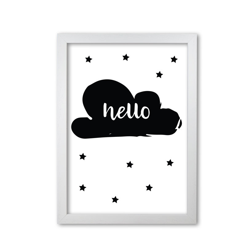 Hello Cloud - Print, White Grain Frame, 85 cm H x 60 cm W x 5 cm D