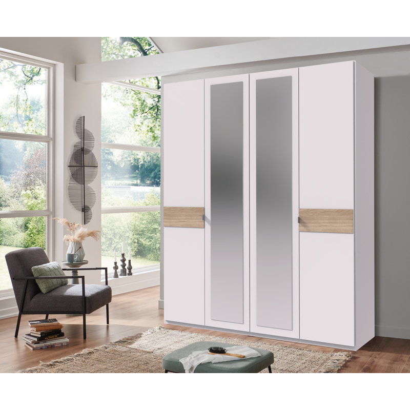Nadilynn 4 Door Manufactured Wood Wardrobe, White/Brown