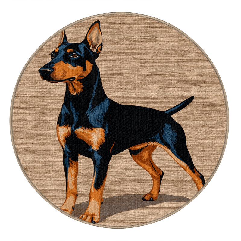 Washable German Pinscher Dogs Area Rug, Square 6'
