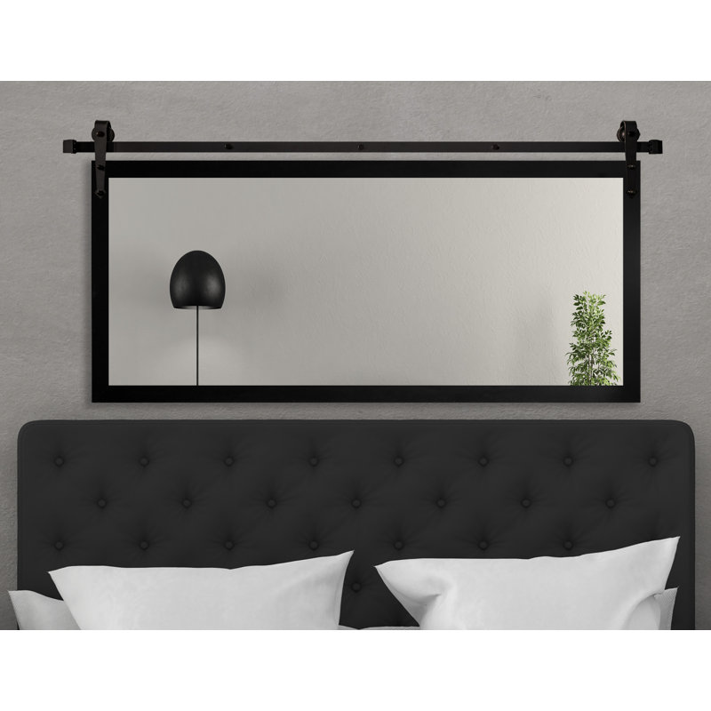 Miroir de salle de bain Neidig, H 31 po x l 70 po, Noir