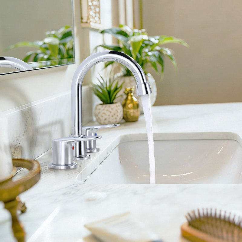 Robinet de lavabo de salle de bain espacé de 8 pouces à deux poignées avec drain et conduite d'alimentation, Chrome poli