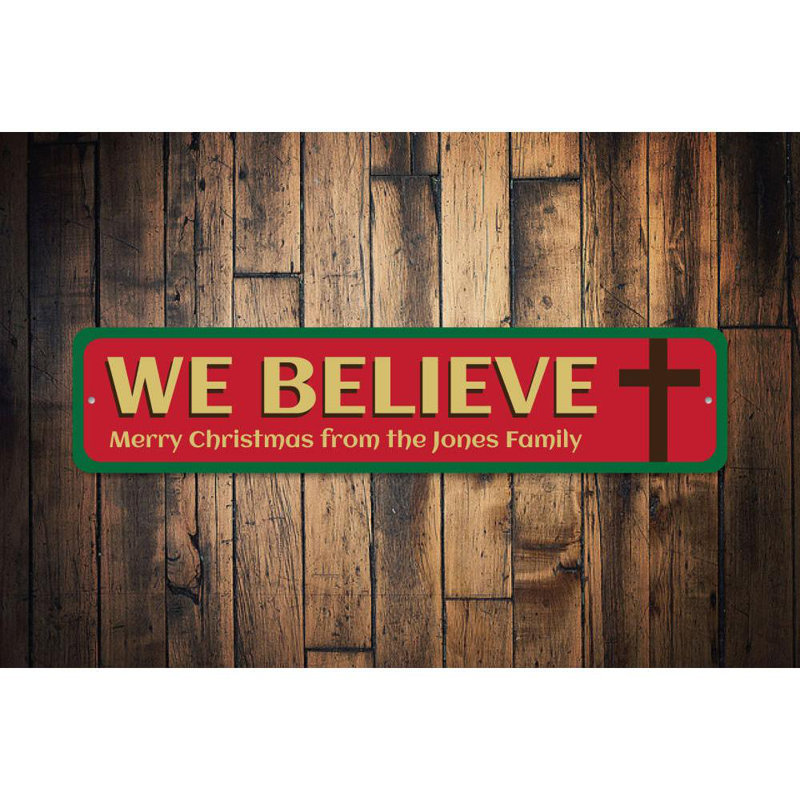 Enseigne Believe Cross, H 6 po x l 24 po x P 0,06 po