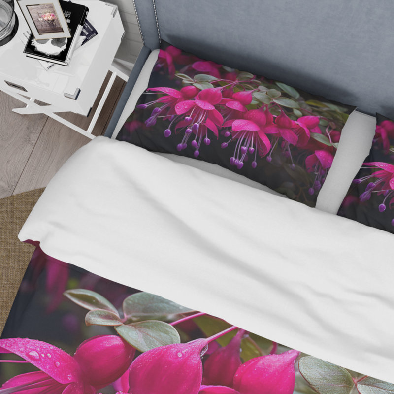 Ensemble de housse de couette en microfibre / polyester Fuschia Vivace Flowers II Bedding