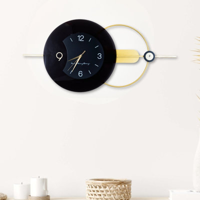 Luxury Gold-Black Metal Wall Clock, Silent Modern Decor -  Mercer41, 66C458D6D2FC4992B6B639044D7C49C7