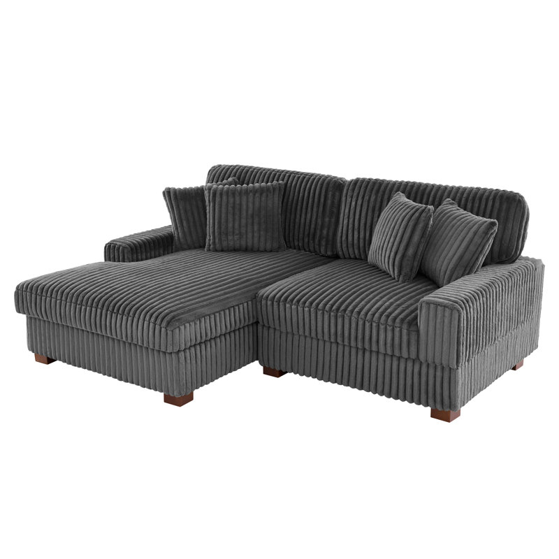 2 Seater Sectional, Grey Polyester/Foam Padding