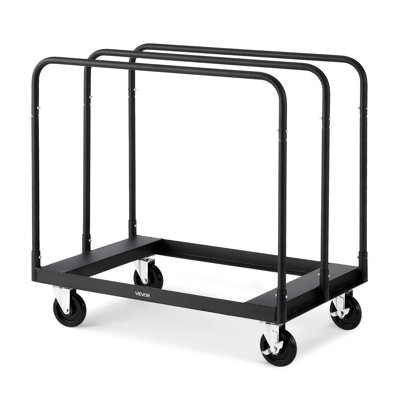 Drywall Cart Dolly, 1800 lbs Load Capacity, Steel Panel Truck Cart with 5 inch Swivel Casters, Lumber Drywall Dolly with with Tie-Down Strap 3 Side