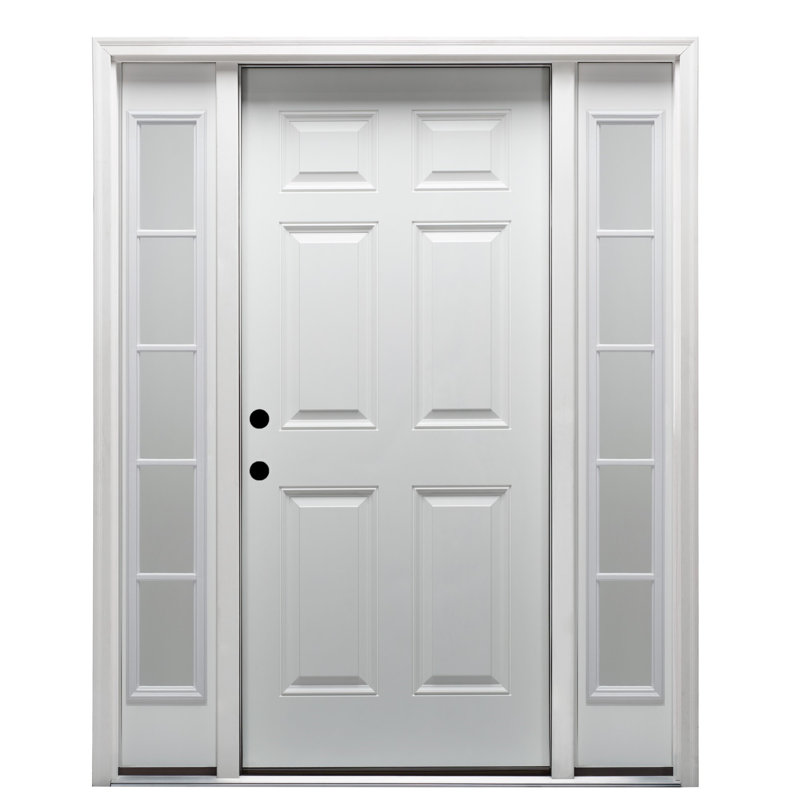 Primed Composite Exterior Door with Clear Glass Sidelites