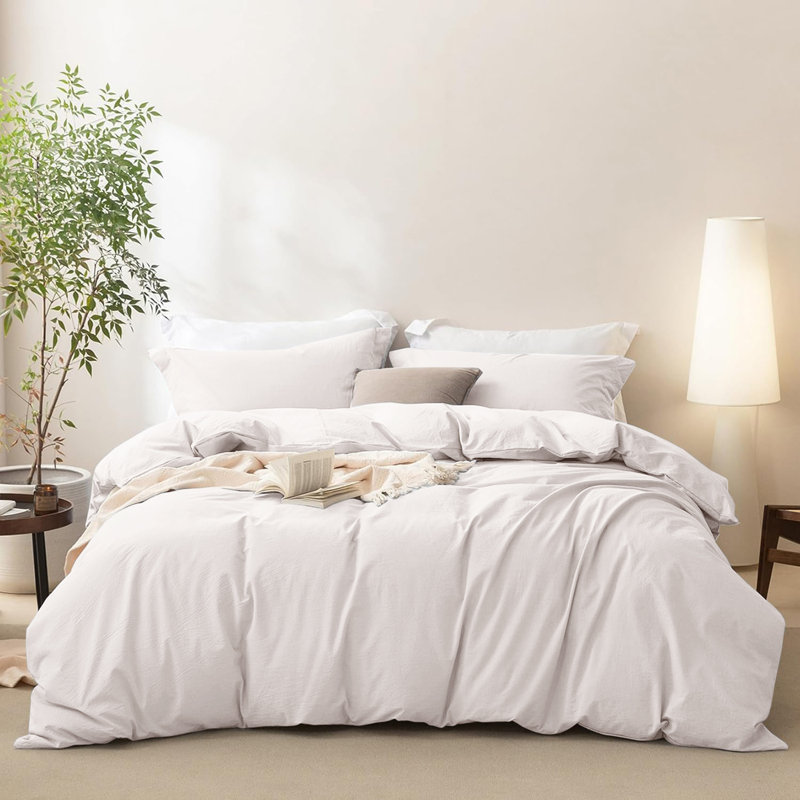 Ensemble de housse de couette unie 3 pièces - Literie 100% microfibre soyeuse avec taies d'oreiller, lavable à la machine