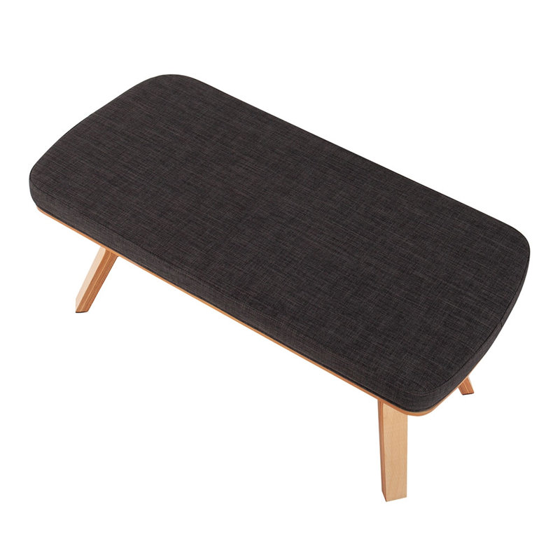 Banc en bois naturel Folia Mid-Century, Gris anthracite + naturel, Gris anthracite