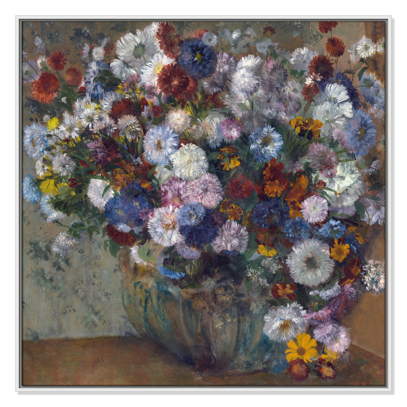 «A Vase of Flowers» par Edgar Degas, H 37,5 po x l 37,5 po x P 2 po, Pas de tapis, Toile encadrée flottée blanche