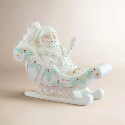 Ceramic Papa Noel Sleigh Decor