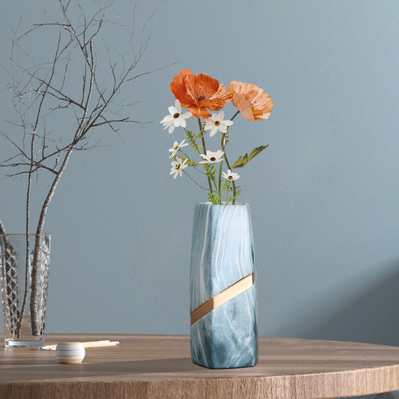 Vase en céramique, Bleu, H 7,87 po x l 3,34 po x P 3,34 po
