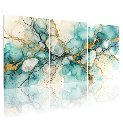 Ensemble de 3 toiles abstraites à l'aquarelle, idéales pour la décoration du salon, de la chambre ou de la maison.