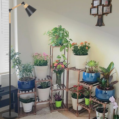 Full Spectrum Indoor Plants Grow Lights, Height Adjustable Standing Tall Grow Lamp With COB Plant Light Bulb, 4/8/12H Timer Floor Plant Growing Lamp For Middle Large Plants, Black