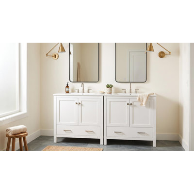 Meuble-lavabo double 60 po avec rangement