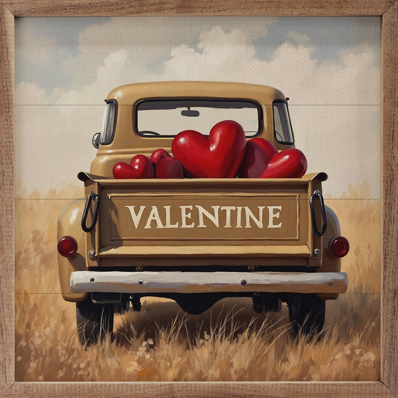 Camion doré de la Saint-Valentin, H 24 po x l 24 po