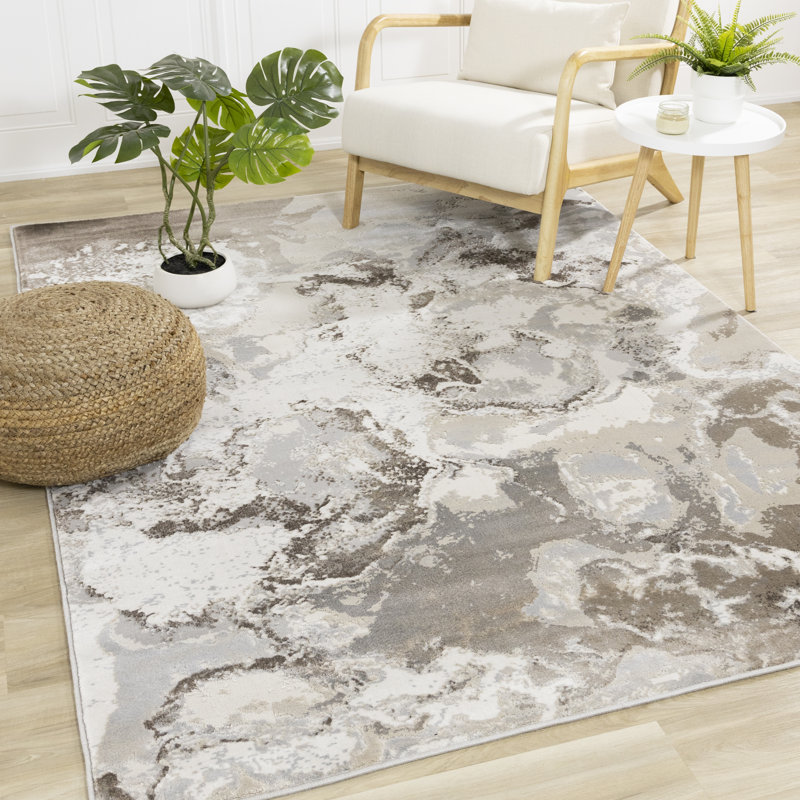 Tapis d'intérieur gris taupe Yaselin, Rectangle 5 pi 3 po x 7 pi 7 po