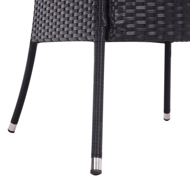 Kingery Square Wicker Outdoor Dining Table With Umbrella Hole , 105cm cm W 105cm cm D, Black