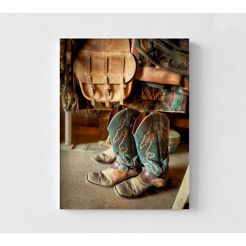 Vieilles bottes par Lisa Dearing, Cowboy bottes photo encadrée, décor de bureau de vieux ranch, impression affiche Cowboy Bar, bottes rustiques Art