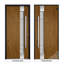 Porte avant en acier pré-suspendue à l'avant / deux en chêne naturel 1713 / fenêtre latérale à l'extérieur blanche / inserts en acier inoxydable peints simples modernes - l 36 po x H 80 po - Gauche-111445257-111445260-111445262