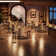 39.4" Bar Table, Round Bistro Pub Table with Metal Ring Footrest, Only Table