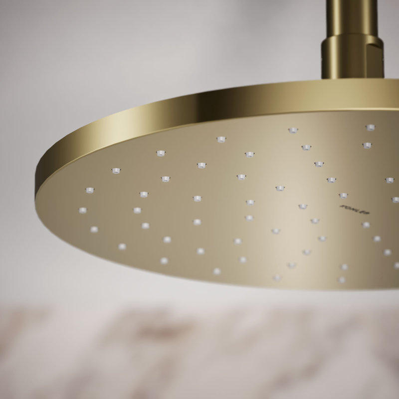 Contemporary Multi Function Rain Shower Head, Vibrant French Gold, Square, 1.75 GPM