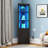 Aspenn 67" H Corner Bookcase with LED Light, Corner Storage Cabinet with Adjustable Shelf-2090997709