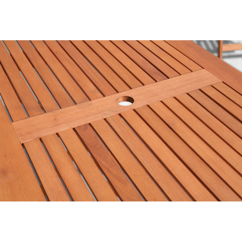 Mayela Rectangular Eucalyptus Folding Outdoor Dining Table With Umbrella Hole , cm W cm D, 140 x 80cm
