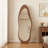 Wavy LED Full-Length Mirror with Solid Wood Frame, Shatterproof, Floor and Wall Mount-1926038089