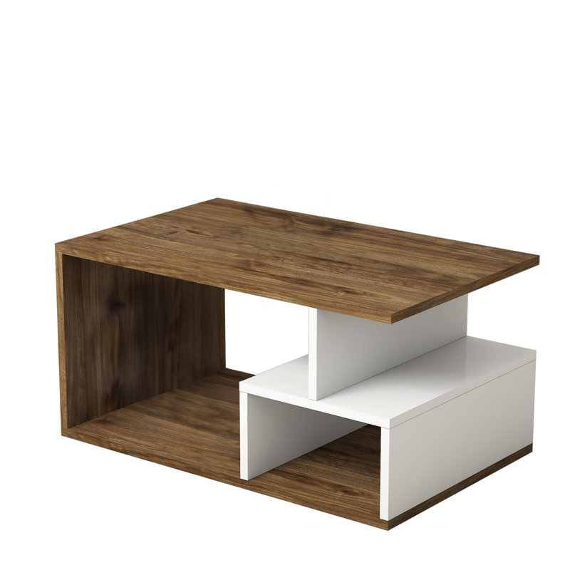 Aveline Modern Asymmetrical Coffee Table, White