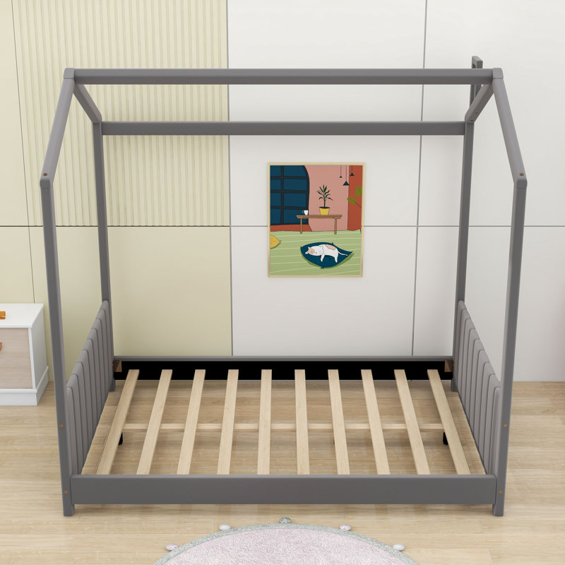 Bussell Tufted Upholstered Canopy Platform Bed, Full / Double, Gray