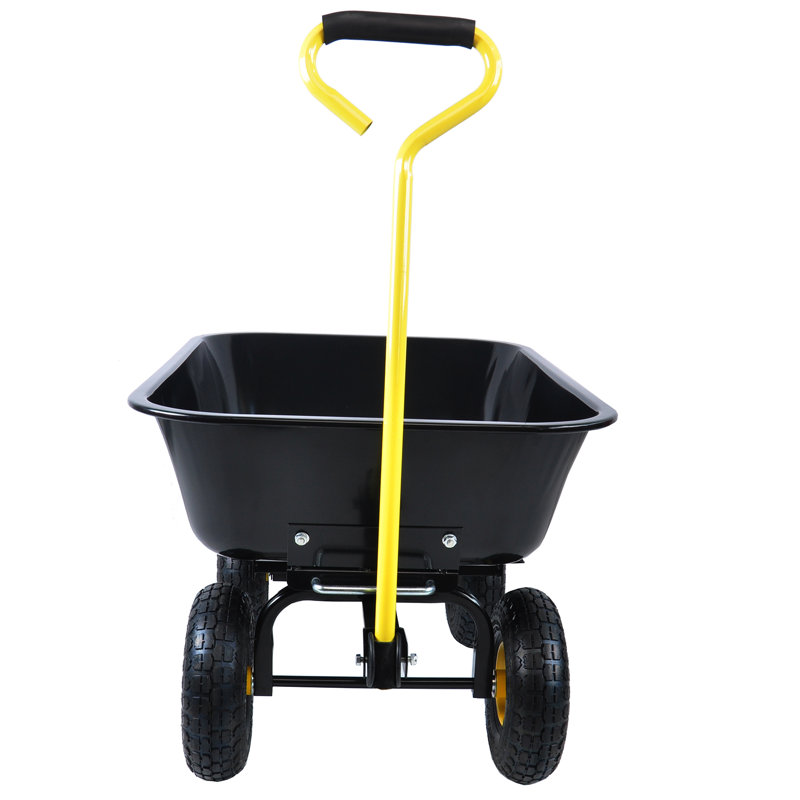 Folding Car Poly Dump Truck Garden Carts, Black