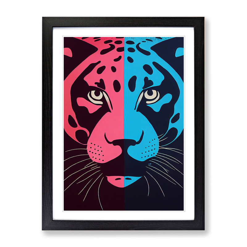 Panther Conceptual Art - Single Picture Frame Painting, 46cm H x 34cm W x 2cm D, Walnut